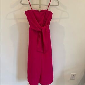 Anthropologie/Maeve Pink Strapless Tie Front Wide Leg Jumpsuit